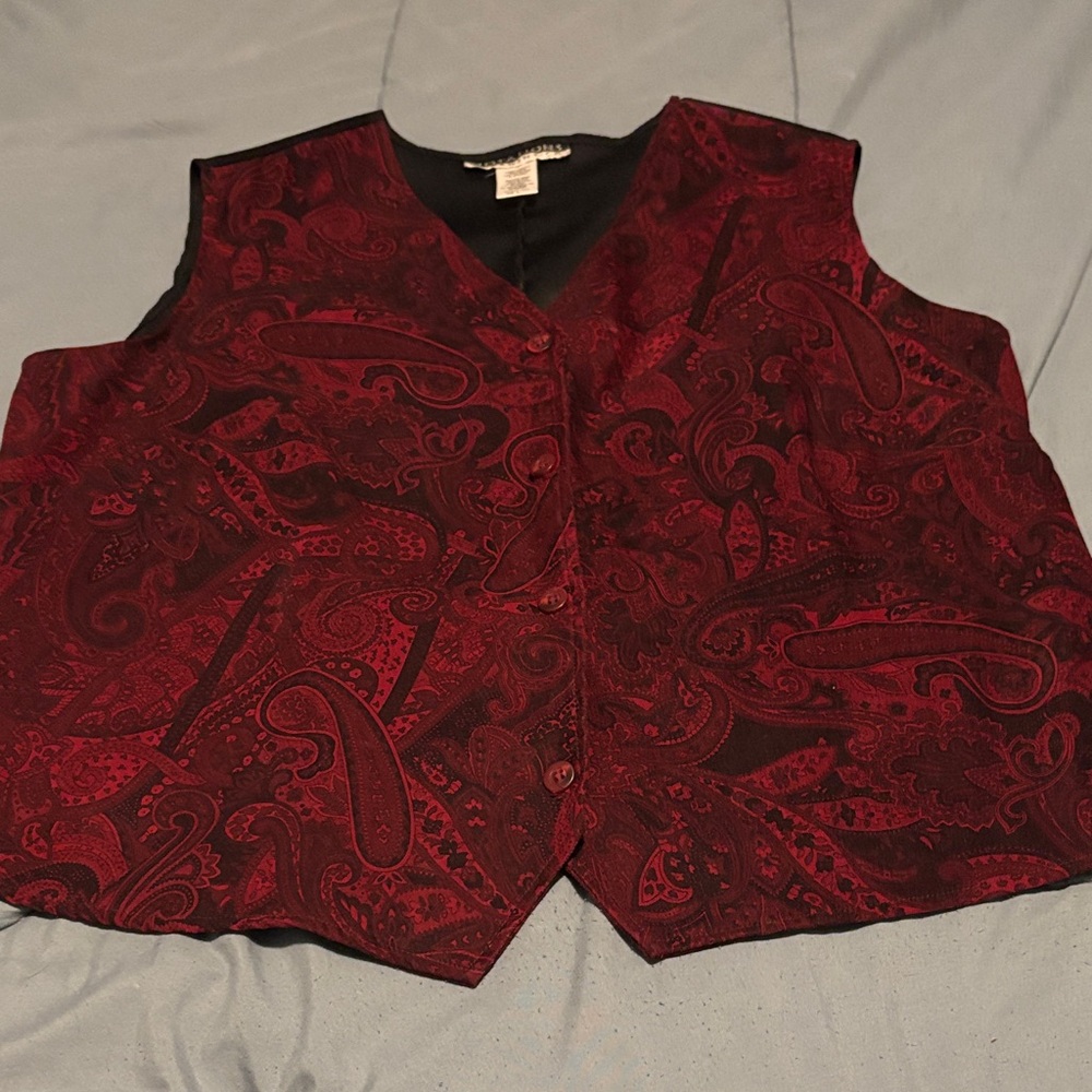 Notations Clothing Co. Red Paisley and Black Vest, Size XL